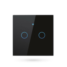 Tuya 2CH Wifi Smart Home Touch Wall Switch for Home Lamps -black - PST-WF-E2